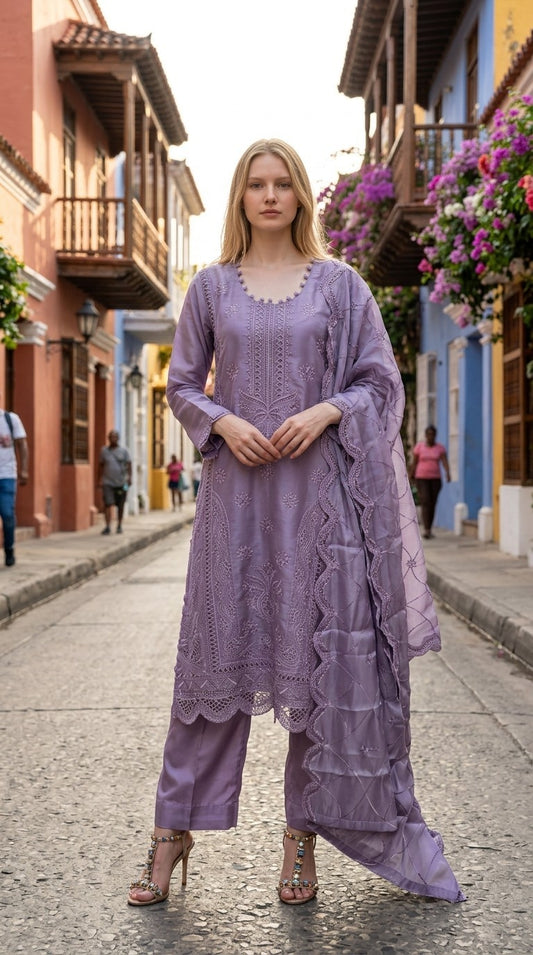 Lillac Chickenkari 3pc Dress