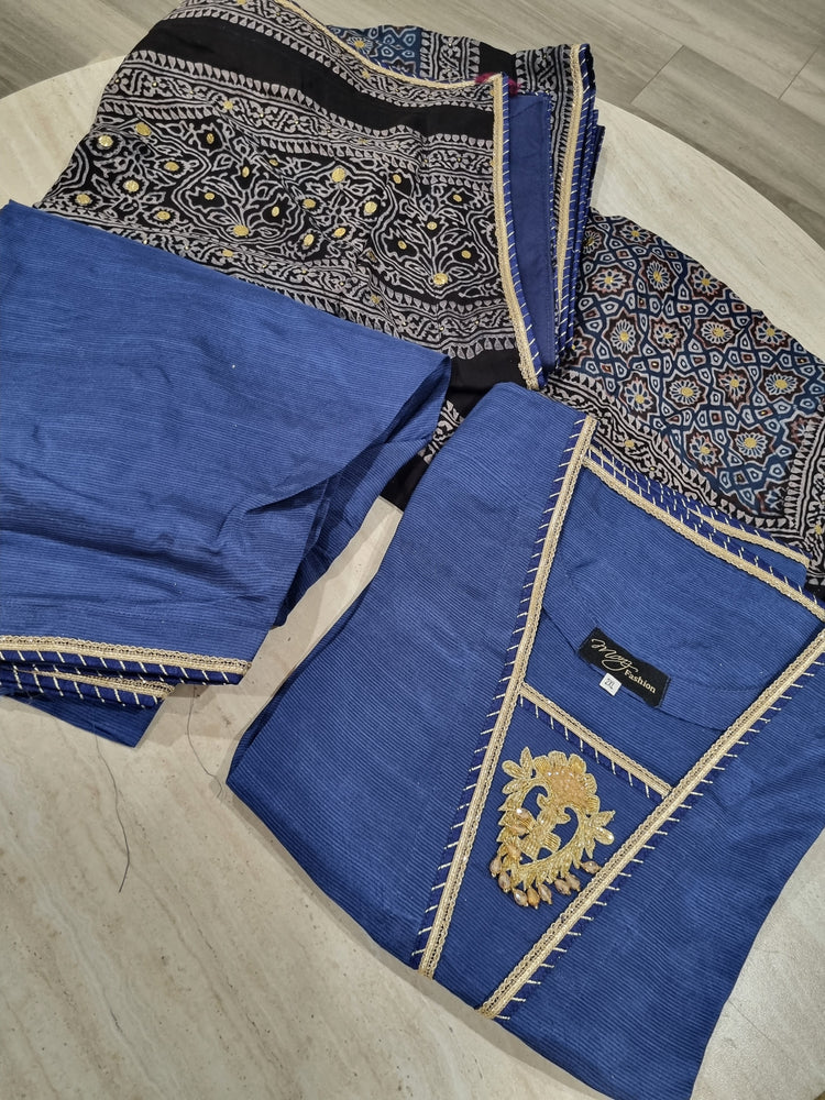 Blue ajrak Mukesh dress