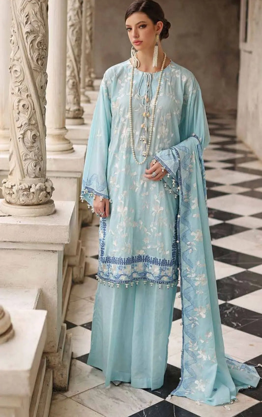 Skyblue embroiderd lawn 3pc
