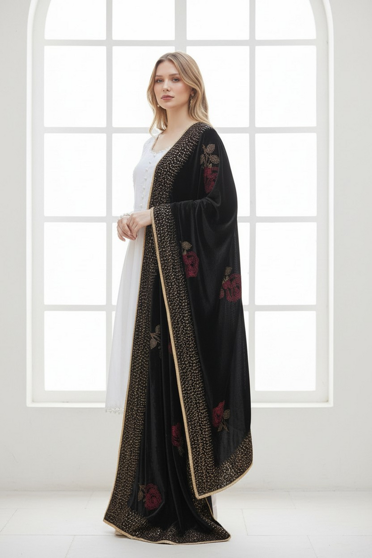 Stone Flower Velvet Shawls
