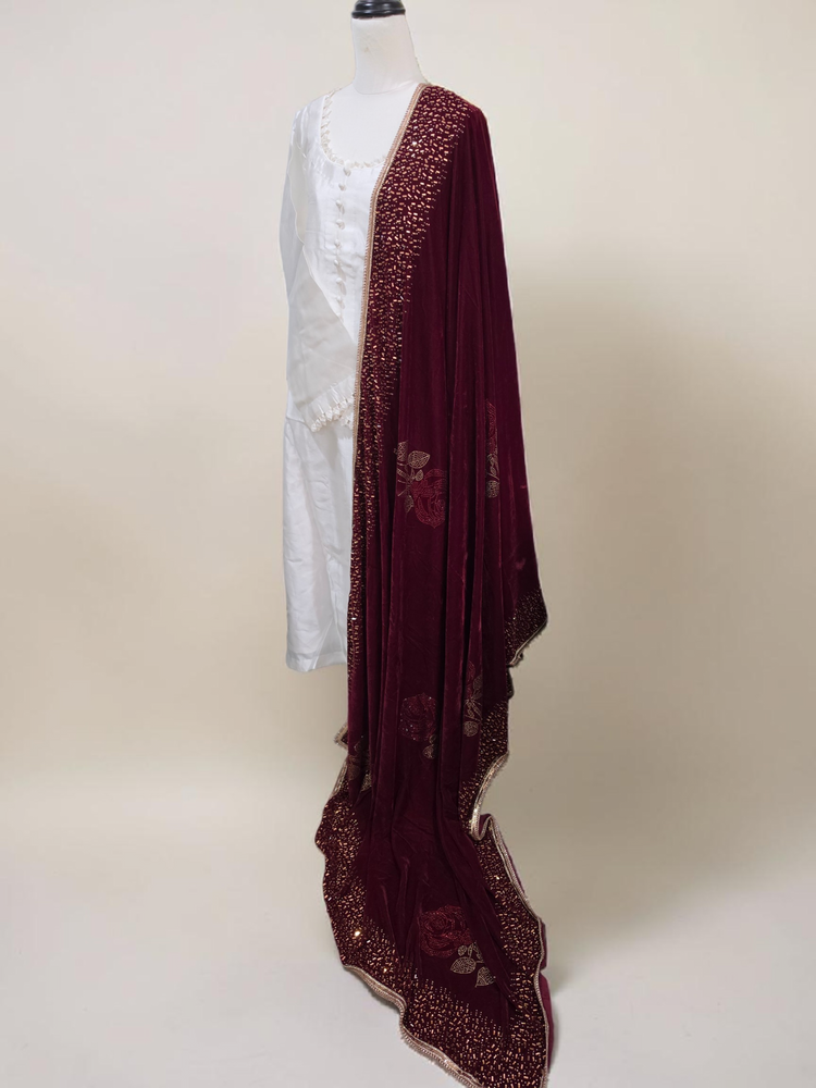 Stone Flower Velvet Shawls