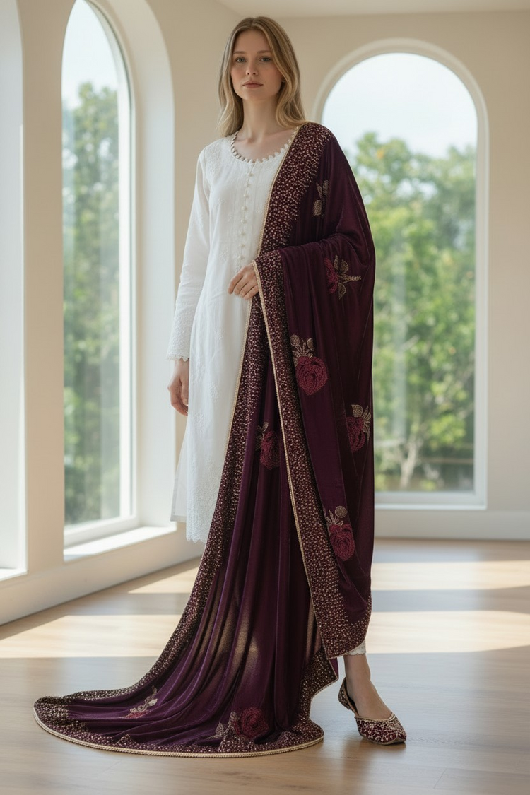 Stone Flower Velvet Shawls