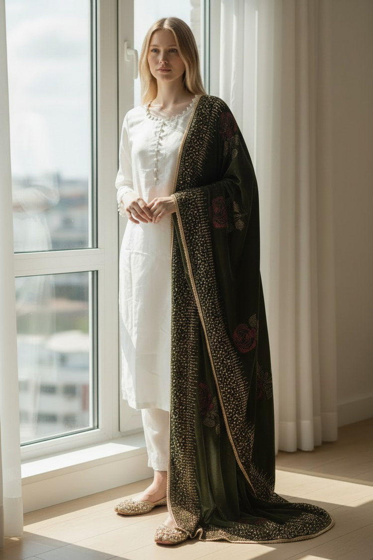 Stone Flower Velvet Shawls