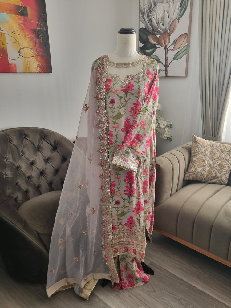 Floral silk 3pc dress