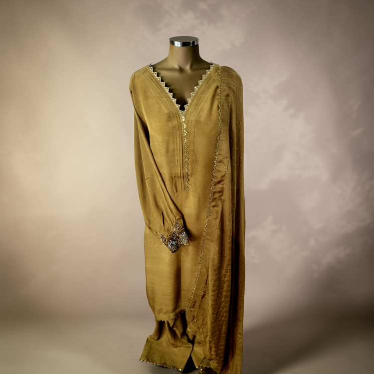 Dark olive green farshi shalwar dress