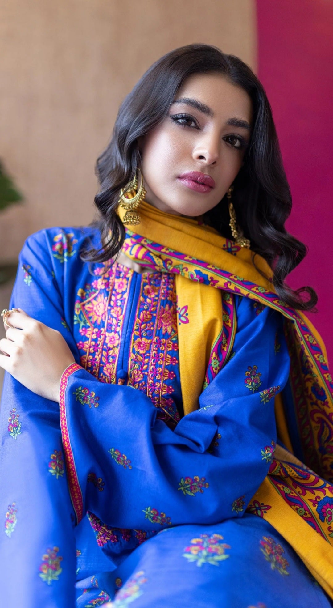 Kadder Color Fresh blue embroiderd khadder 3pc – Monz Fashion