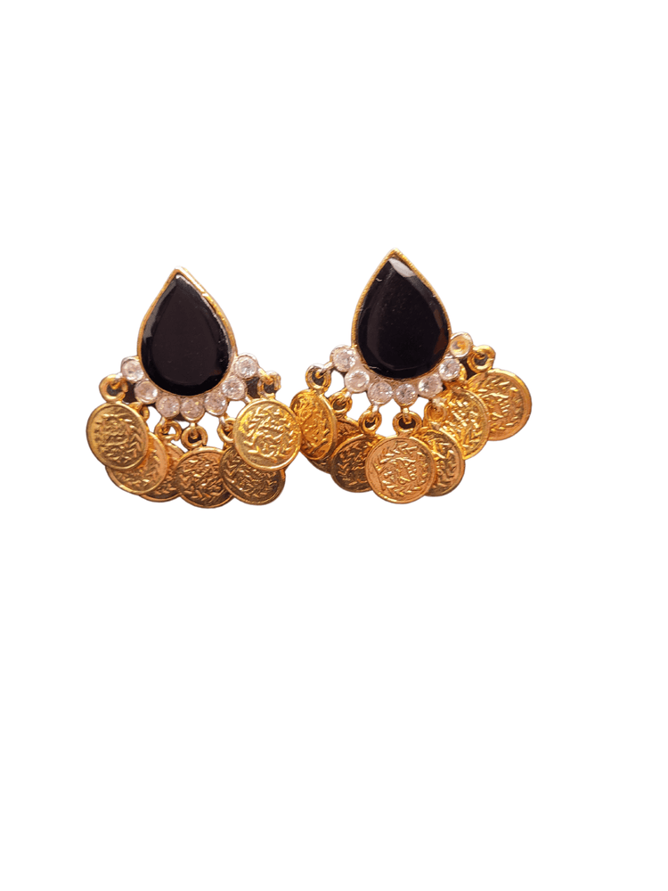 Black & Golden Coin Style Studs