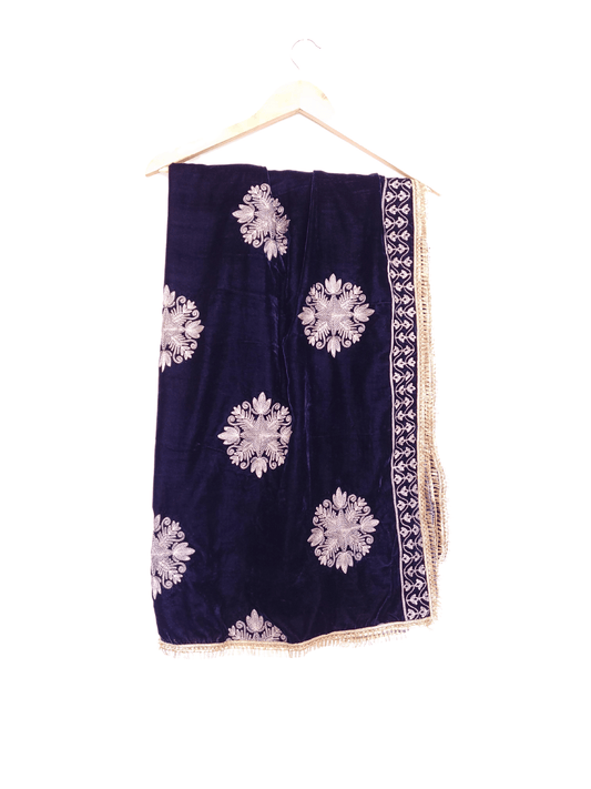 Blue velvet shawl