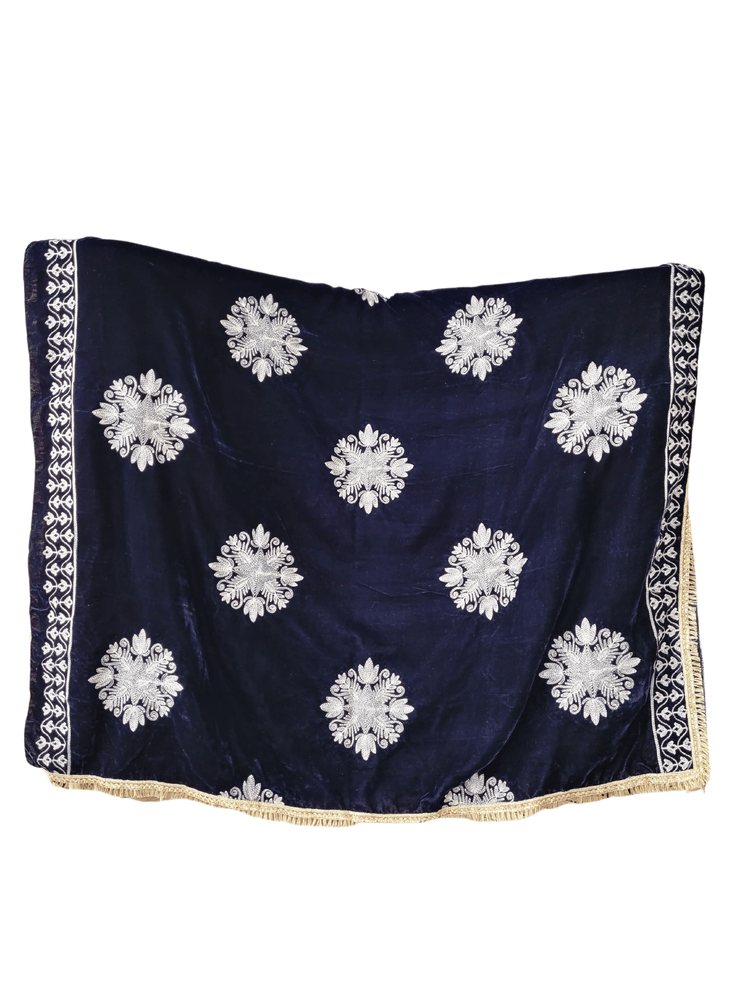 Blue velvet shawl