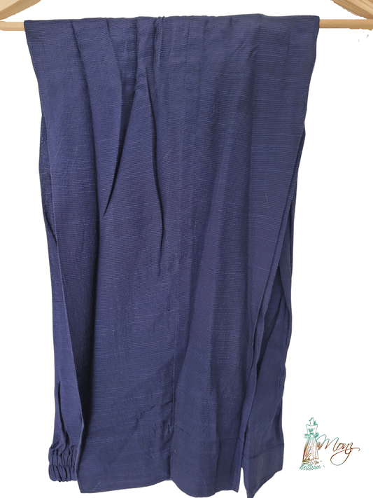 Cotton Net Embroidered Dark Navy Blue 3 Piece Suit