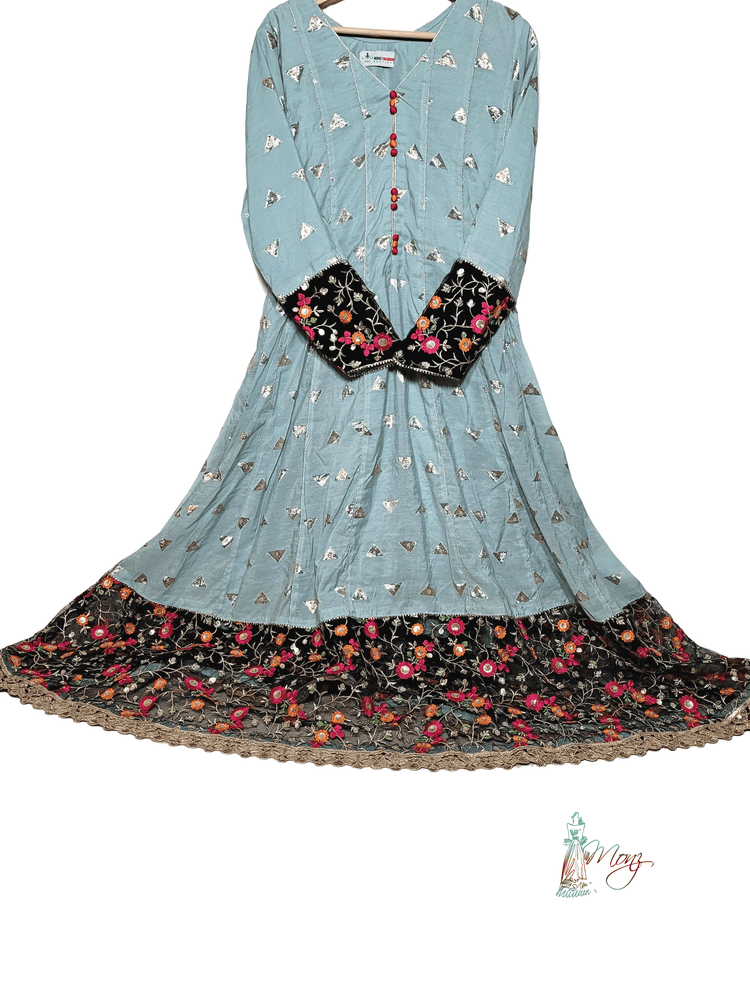 Crepe Cotton Silk Banarsi 3 Piece Anarkali Suit with Resham Zari Embroidery