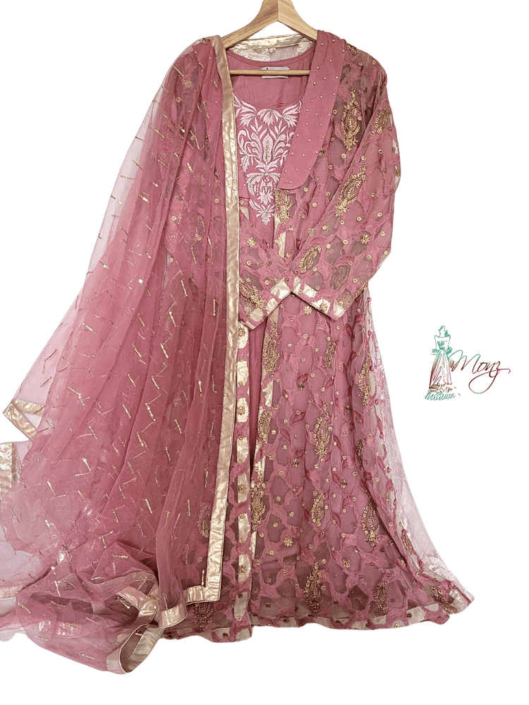 Embroidered Fancy Tea Pink Gown 4 Piece Dress