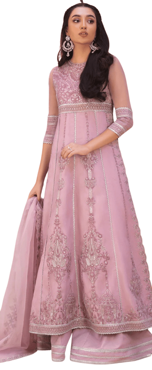 Embroidered Organza Lillac 3 Piece Suit