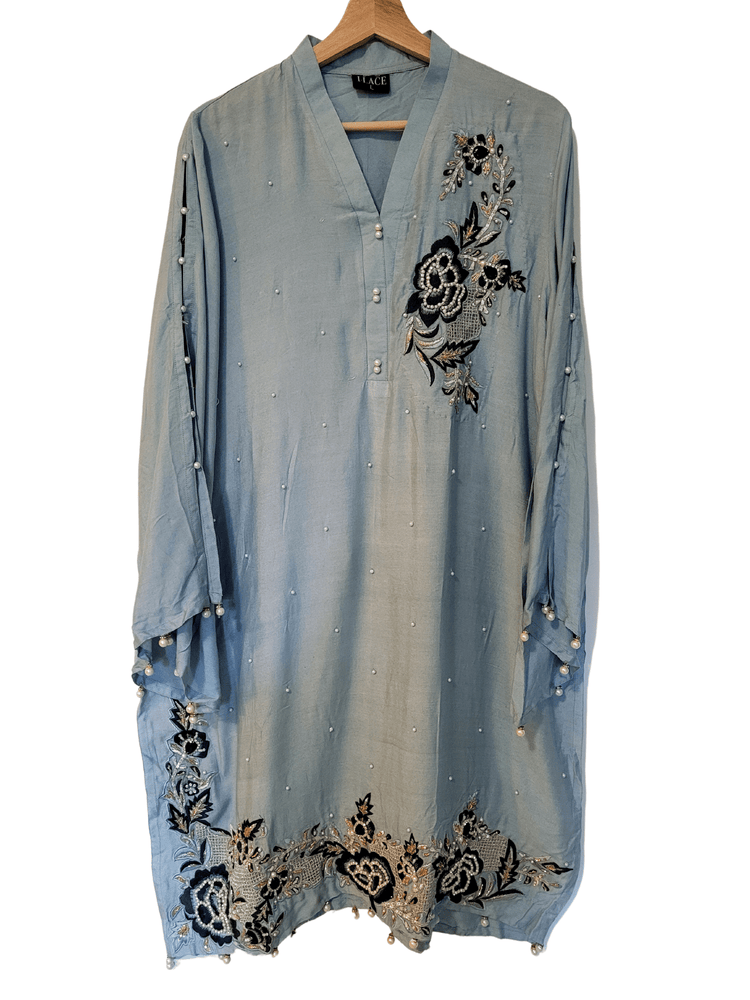 Fancy Heavy Embroidered Cotton Net Shirt