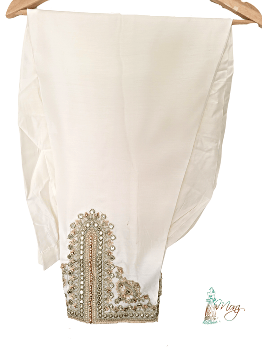 Fancy Sadabahar Embordered Off White Silk Trouser