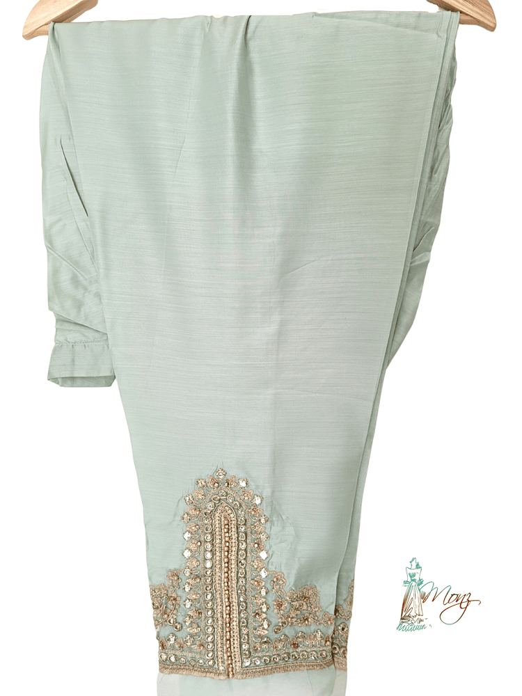 Fancy Sadabahar Light Sea Green Embroidered Silk Trouser