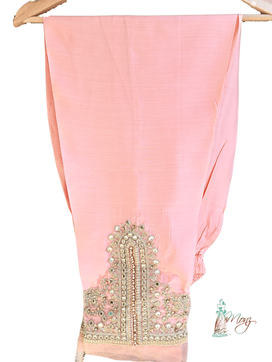 Fancy Sadabahar Peach Pink Embroidered Silk Trouser