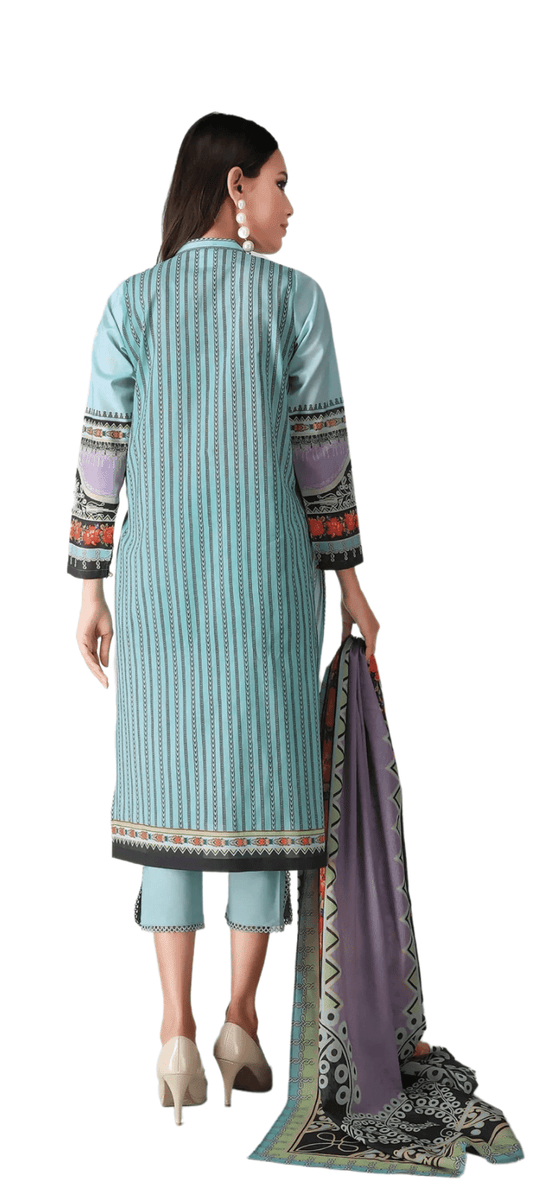 Khaadi Embroidered Lawn Sea Green  3 Piece Suit