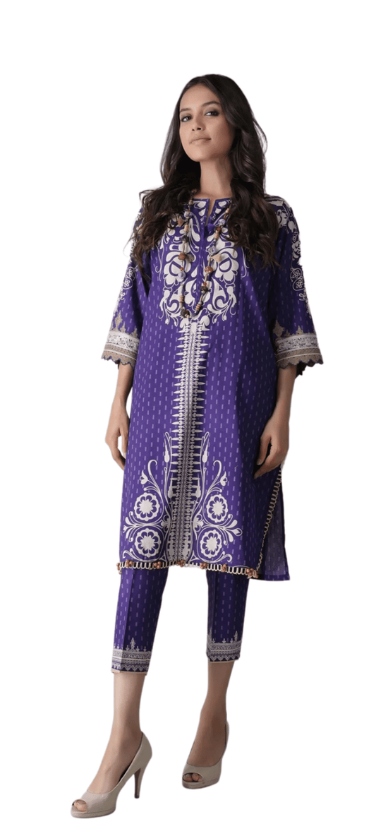 Khaadi Purple Embroidered 2 Piece Dress