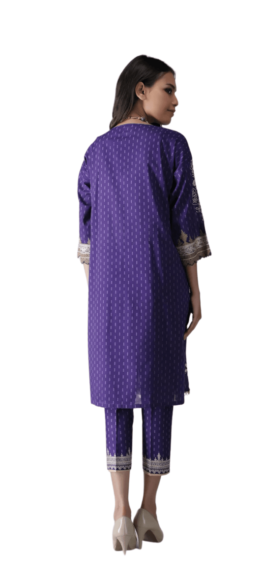 Khaadi Purple Embroidered 2 Piece Dress