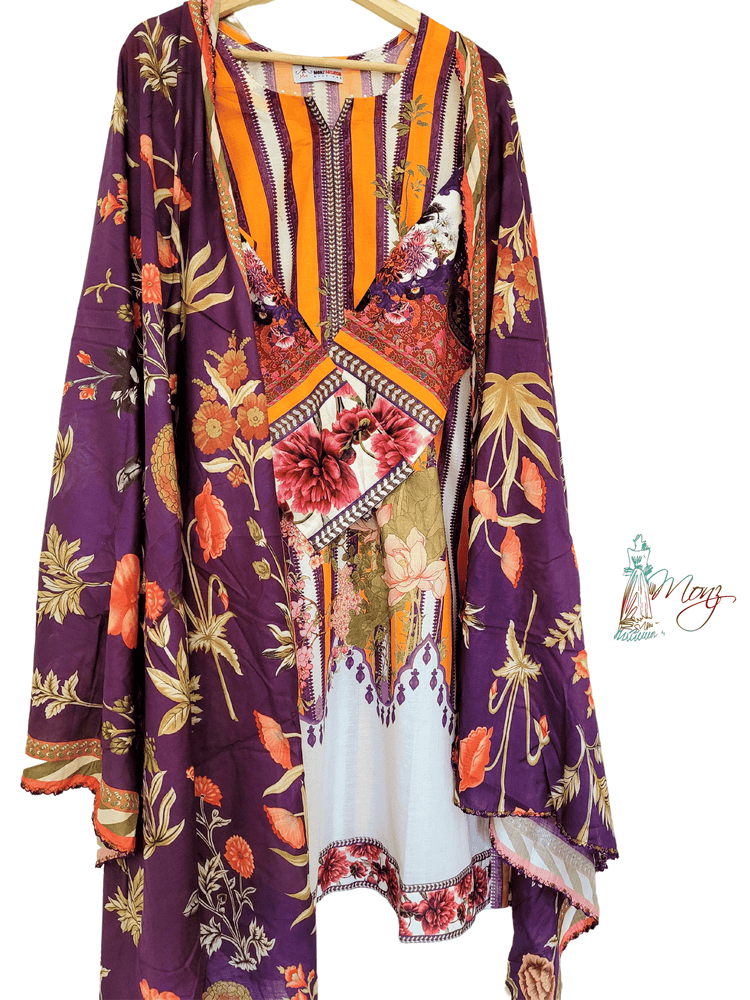 Sana Safinaz Printed Lawn 2 Piece Suit with Beads on Neckline