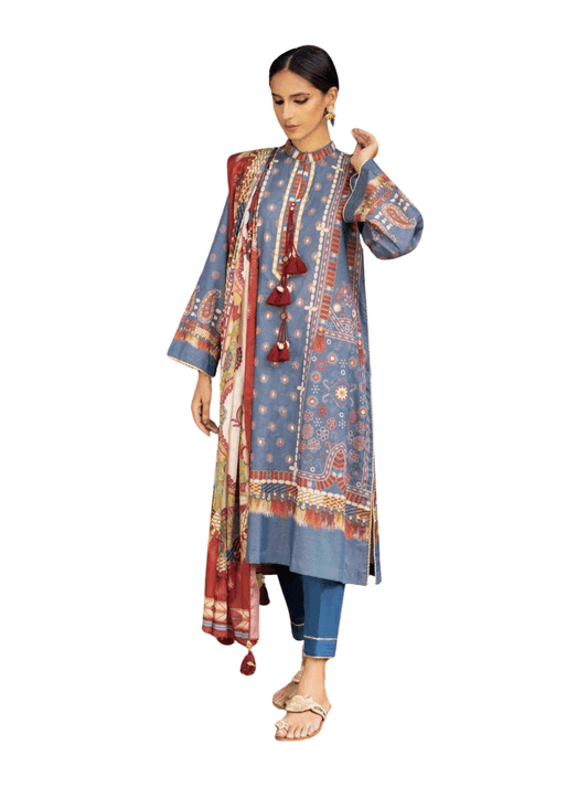 Sapphire Grey Printed Lawn 3 Piece Suit