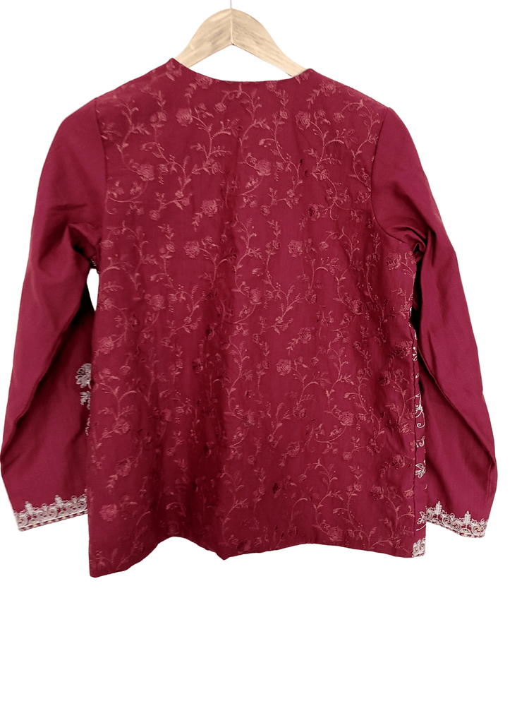 Teal Pink Embroiderd Khaddar Jacket