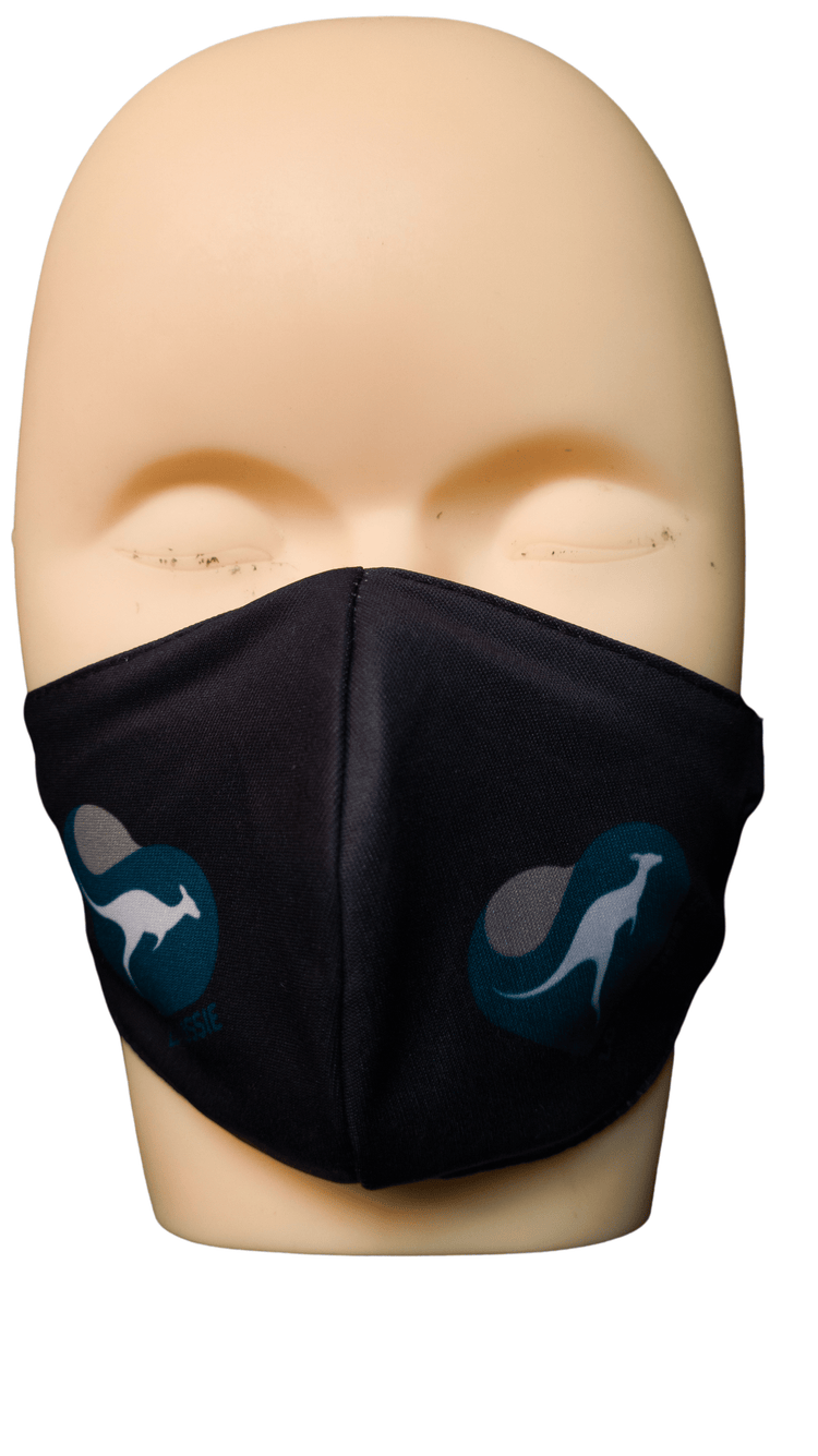 Trendy Reusable Fabric Face Mask (Black with Kangaroo Design)