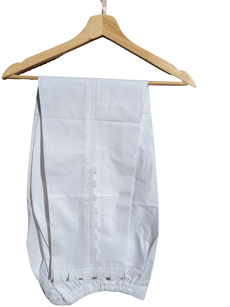 White cotton staircase design trouser