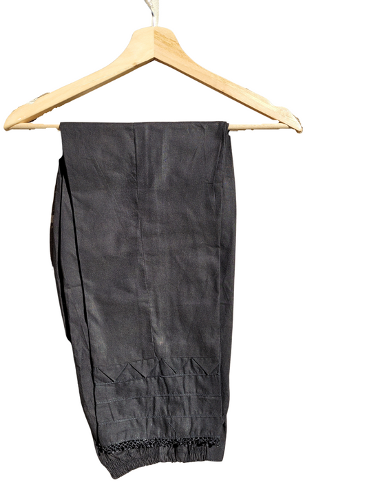 Black Cotton Triangle With Lace Trouser